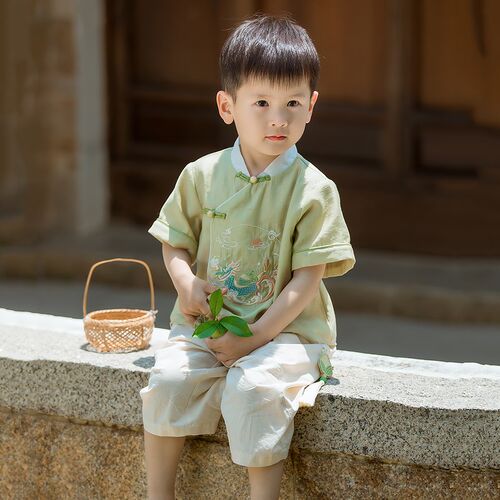 汉服男童套装夏季短袖薄款儿童古装小孩唐装古风中式超薄粽子吊坠