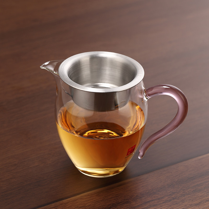 品一恒公道杯加厚玻璃耐热泡茶过滤茶海分茶器304不锈钢茶漏套装