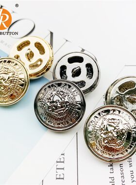 新款金属铜扣双狮学院英伦风镂空质感精致纽扣男女西装毛呢大衣扣