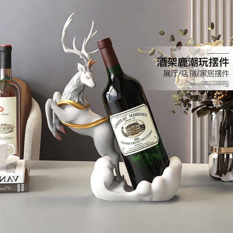 轻奢大气鹿红酒架酒柜装饰摆件客厅玄关展示柜餐边柜酒托乔迁礼物