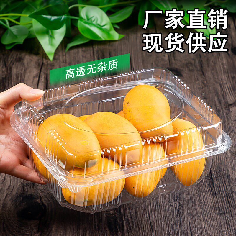 一次性水果包装盒2斤装长方形带盖透明塑料盒超市樱桃草莓打包盒