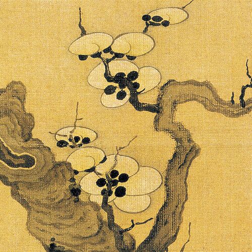 明清古典画陈洪绶花鸟新中式酒店宾馆背景墙有框装饰画客厅油画布