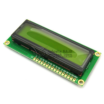 LCD1602 黄绿屏 1602A 液晶显示屏 LCD-1602-5V 黑字体 带背光