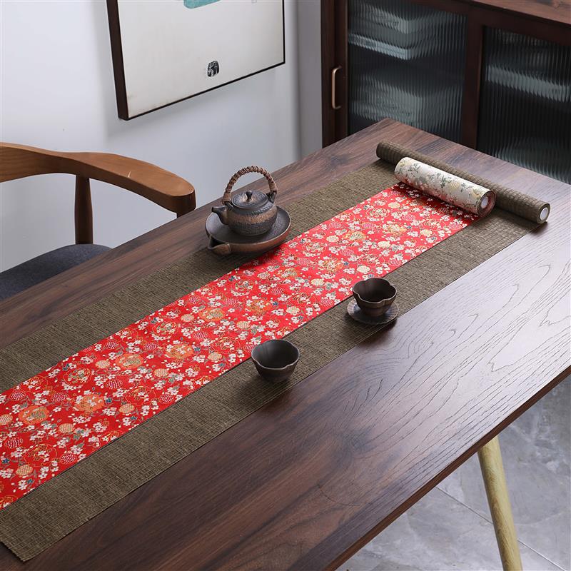 团花锦缎茶席 桌布新中式织锦茶巾茶盘垫日式禅意茶帘布艺桌旗