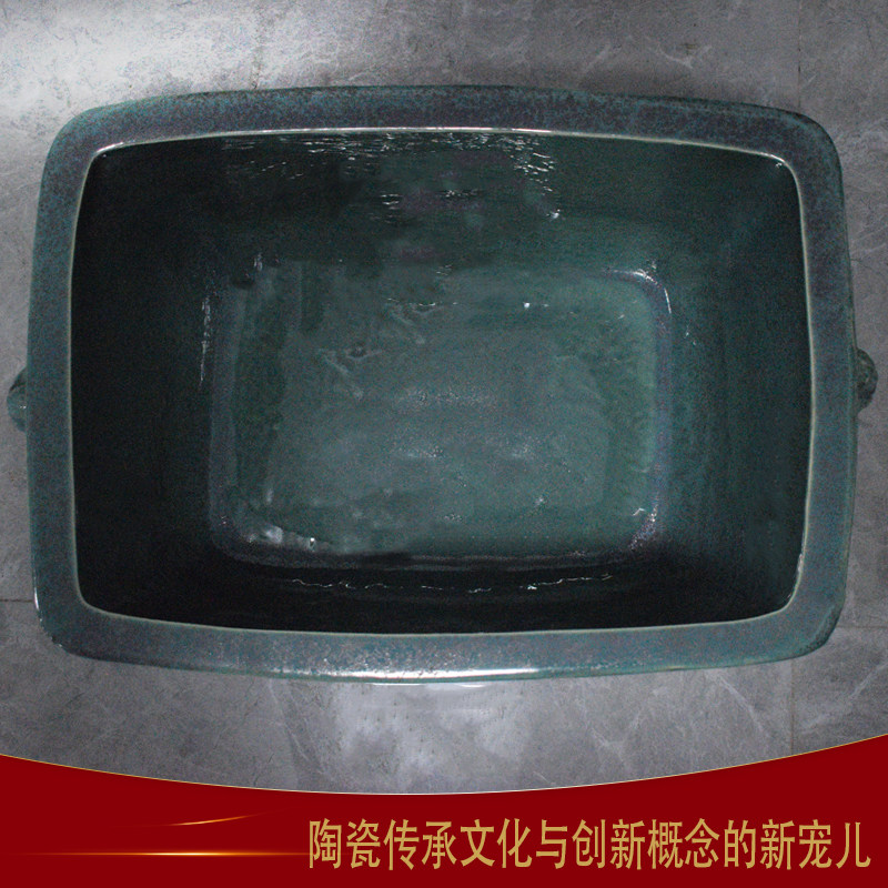 长方形鱼缸陶瓷缸金鱼缸锦鲤缸乌龟缸客厅阳台庭院大缸摆件流水缸