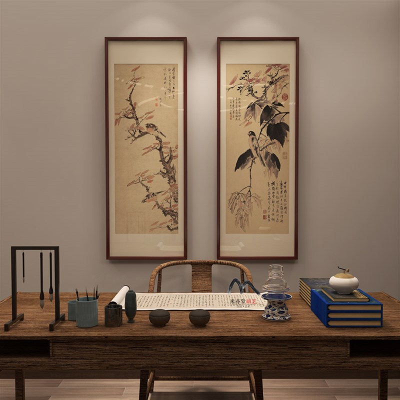米亦堂x蓝瑛 秋色梧桐图新中式禅意花鸟国画餐馆客厅书房玄关挂画
