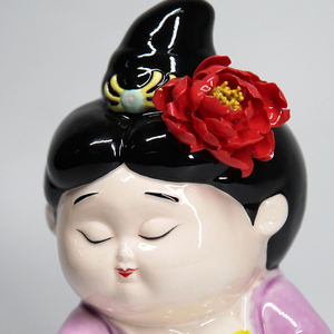洛阳李学武牡丹瓷陶瓷唐仕女妞妞公仔纯手工艺品创意太极人物摆件