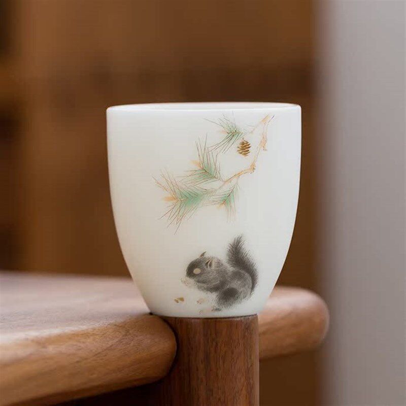 德化陶瓷 小冰种玉瓷茶杯 功夫茶具单杯 主人杯品茗杯白瓷 田园风