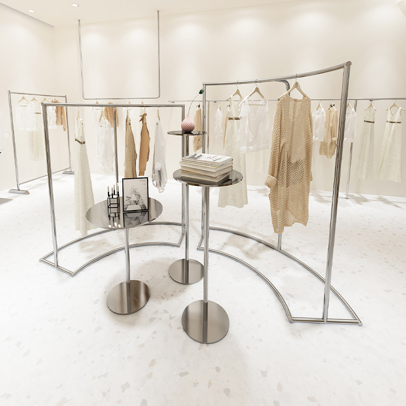 服装店展示架陈列架不锈钢中岛架女装高档货架落地衣服专用架子
