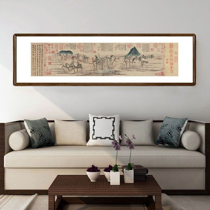 赵孟頫鹊华秋色图国画山水画中式客厅背景墙装饰字画餐厅酒店挂画