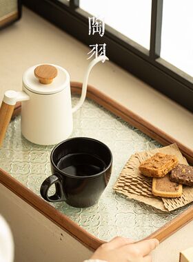 玻璃长方形茶盘托盘复古竹制茶盘茶室水果点心盘收纳盘功夫茶具