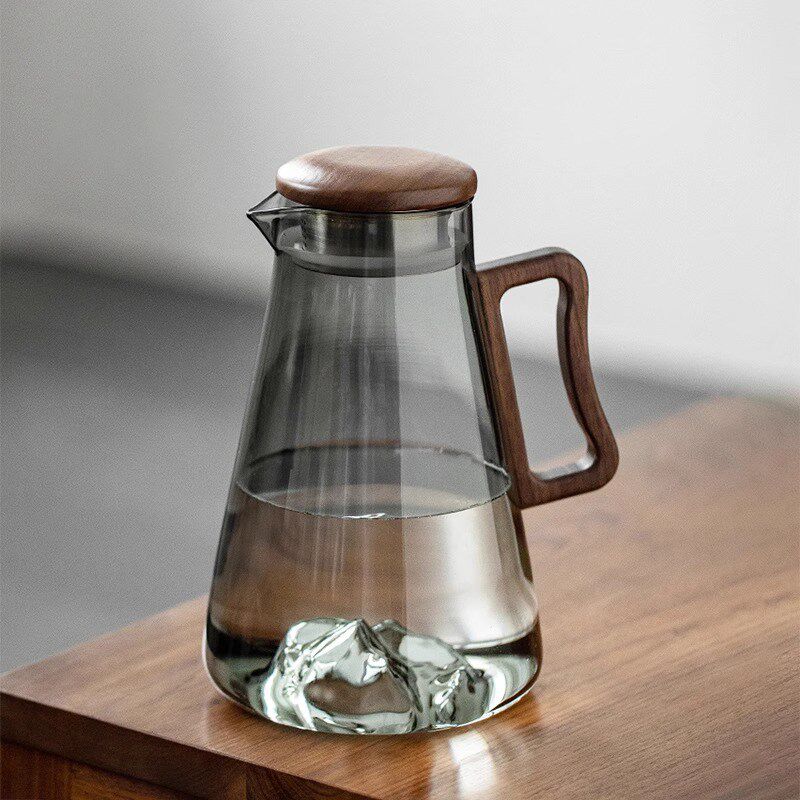 U Mi LIVING山峰 茶壶烟灰色玻璃冷水壶水杯套装耐高温凉水壶