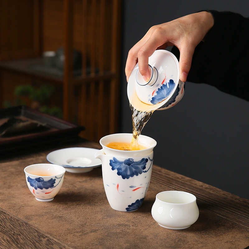陶瓷釉下彩中式不烫手家用公杯茶海手工公道杯茶水分茶器茶具配件