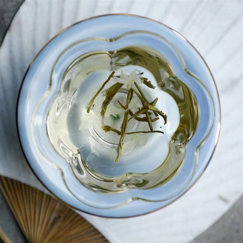 梅花伴手礼花瓣玻璃主人杯垫礼盒中式套装品茗杯陶瓷功夫茶杯定制