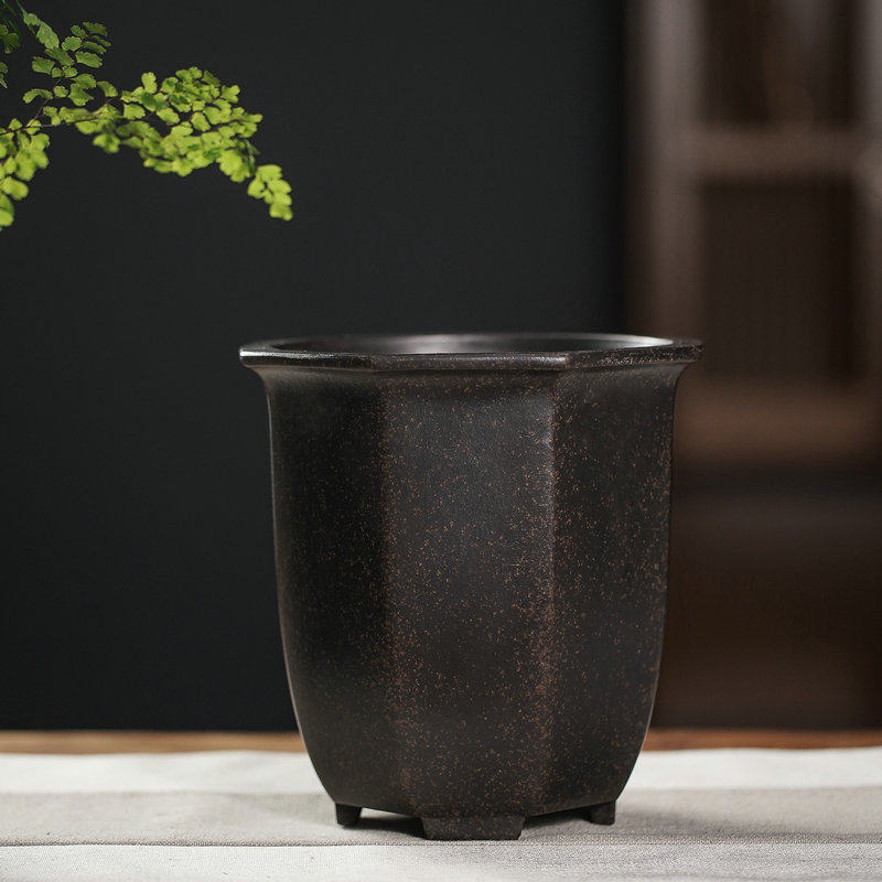 八方紫砂花盆室内桌面精品兰花盆宜兴君子兰建兰花盆室内绿植盆景