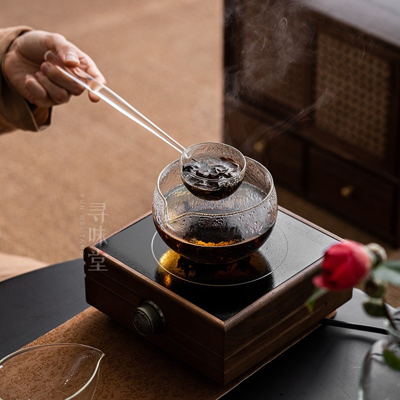 锤纹玻璃泡茶碗分茶勺干泡煮茶碗长柄勺子日式功夫茶具茶道配件