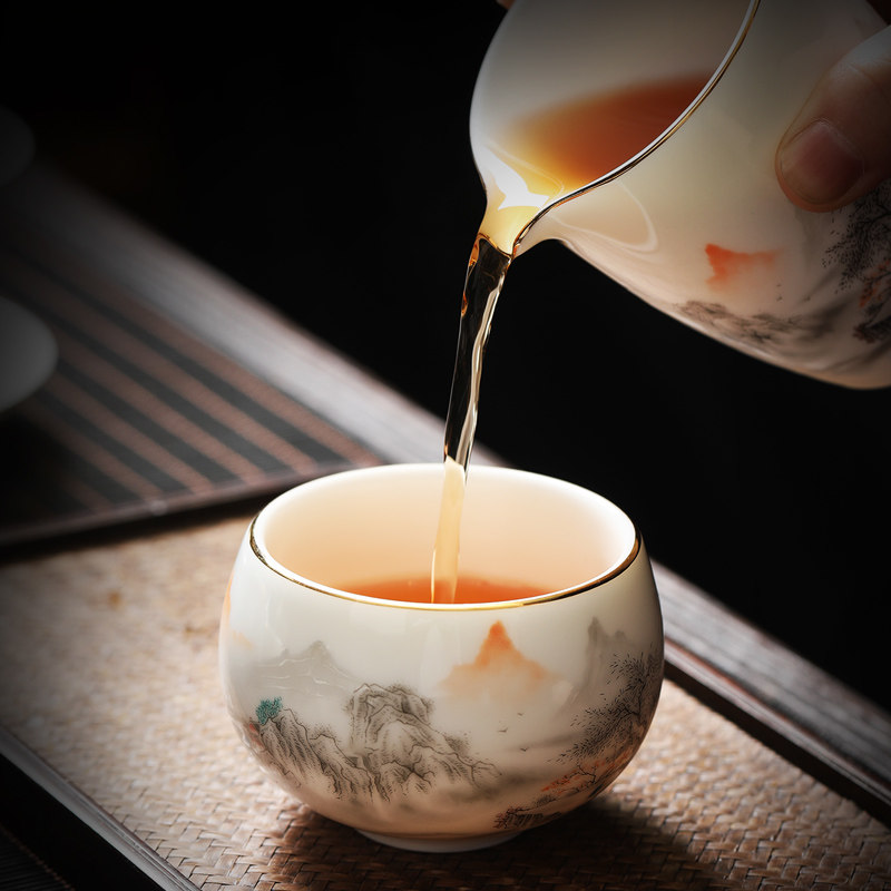 茶具套装功夫茶杯泡茶盖碗杯子青花高端茶壶德化办公室家用白玉瓷