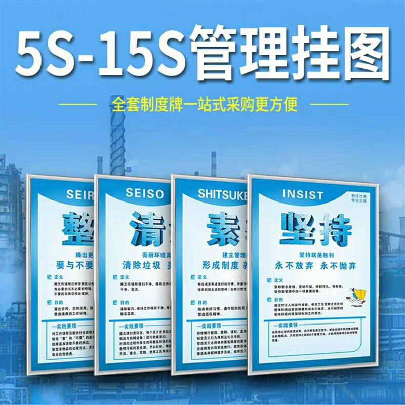 工厂5S/6S/7S/8S/9S管理标识牌安全生产标语质量企业文化海报挂图