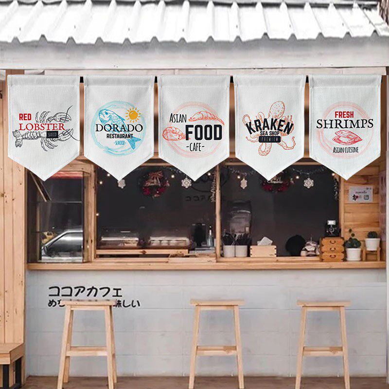 餐厅装饰短帘日式半帘定制厨房门帘布艺隔断半截帘子魔术贴免打孔
