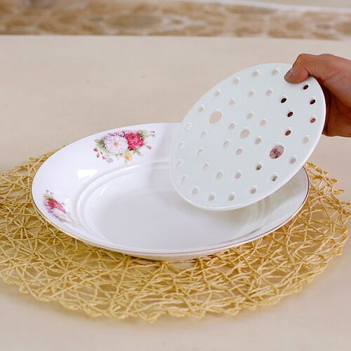 欧式骨瓷饺子盘双层沥水盘子菜盘家用陶瓷餐盘创意餐具大汤碗斗碗