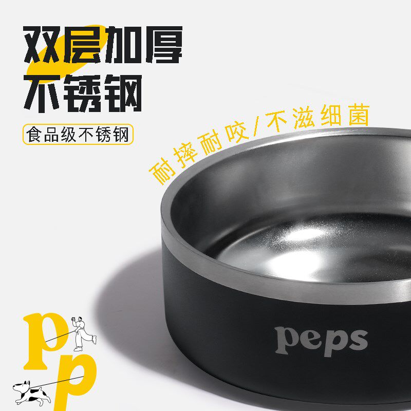 宠物不锈钢碗狗食盆防打翻喝水大容量加厚大型犬猫狗通用狗盆子