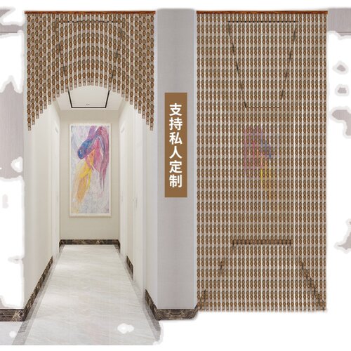 木珠新款门帘珠竹子材质隔断玄关客厅卫生间挂帘加密中国风田园