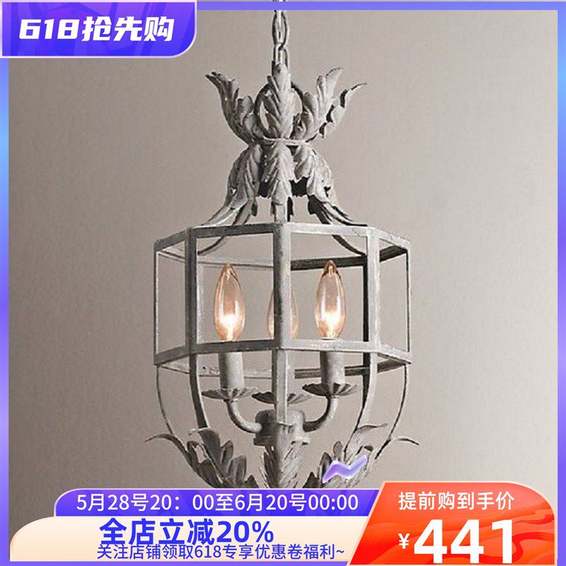 法式乡村鸟笼吊灯 美式铁艺灯笼书房卧室房间灯玄关阳台软装灯具