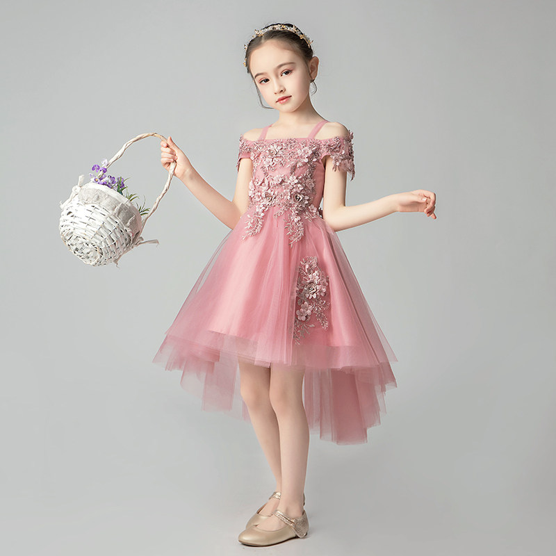 儿童晚礼服公主裙蓬蓬纱小花童女童生日吊带连衣裙洋气钢琴演出服