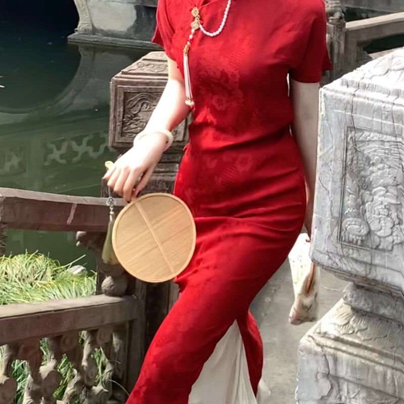她来了复古馆旗袍内衬半身纱裙温柔飘逸百搭仙女打底半裙防走光女