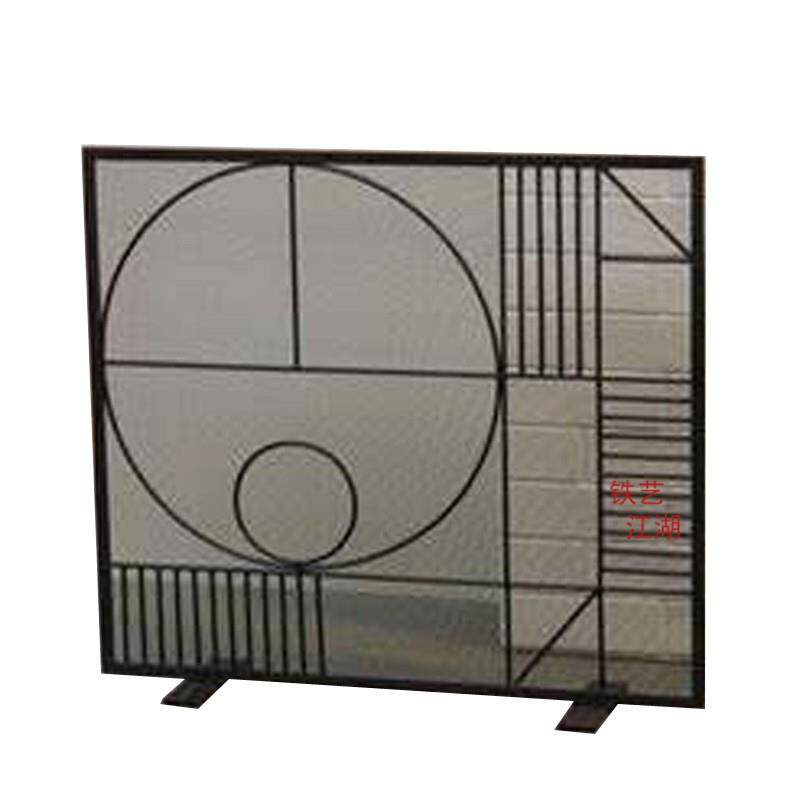 北欧简约家用金属壁炉隔断壁炉护栏门落地新品定制带网壁炉前装饰