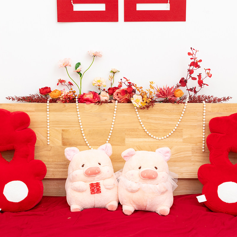 阿楹 乔迁之喜婚房布置床头拉花藤条电视背景墙壁结婚车装饰遮丑