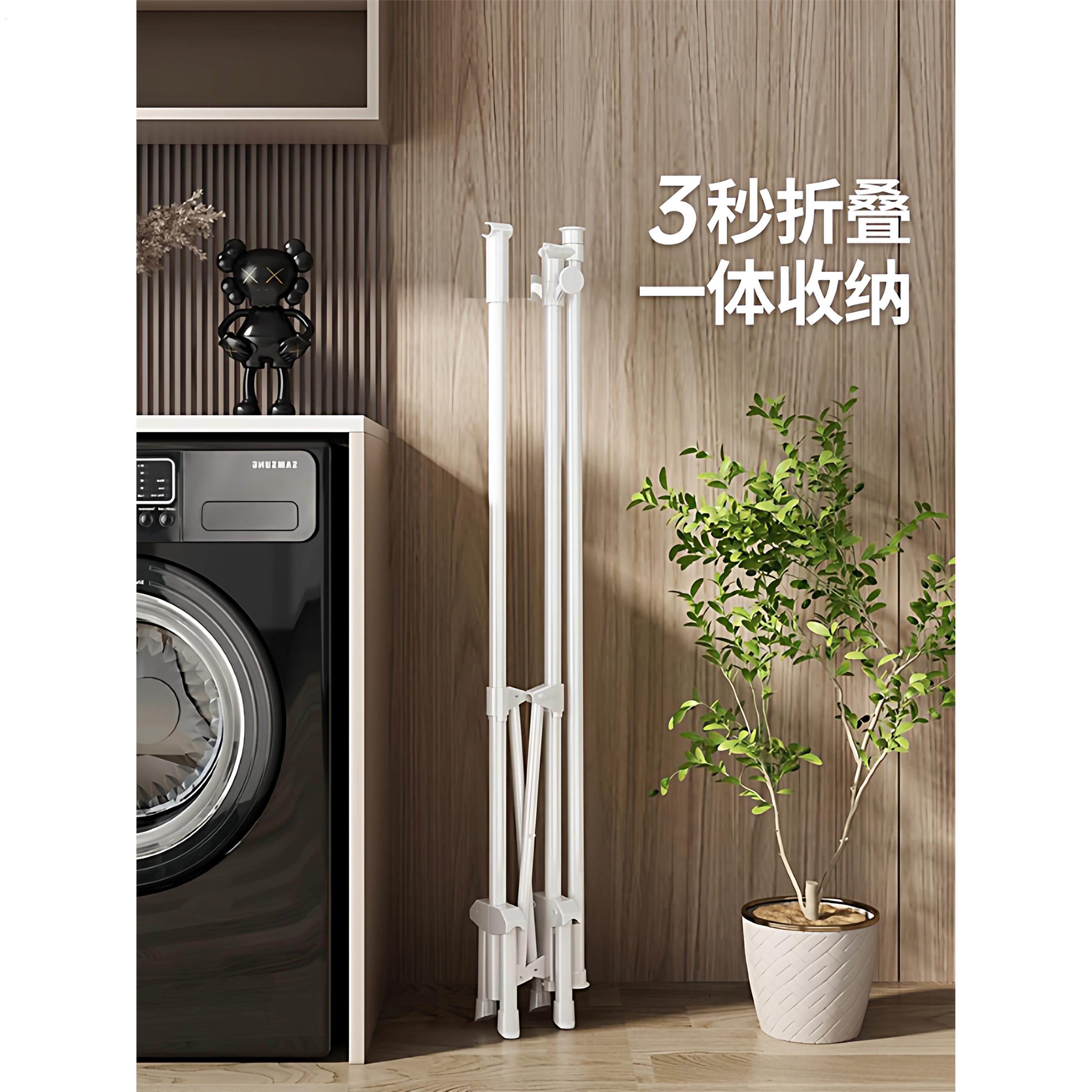 可折叠晾衣架落地室内家用阳台晾衣杆伸缩简易免安装收缩挂晒被子