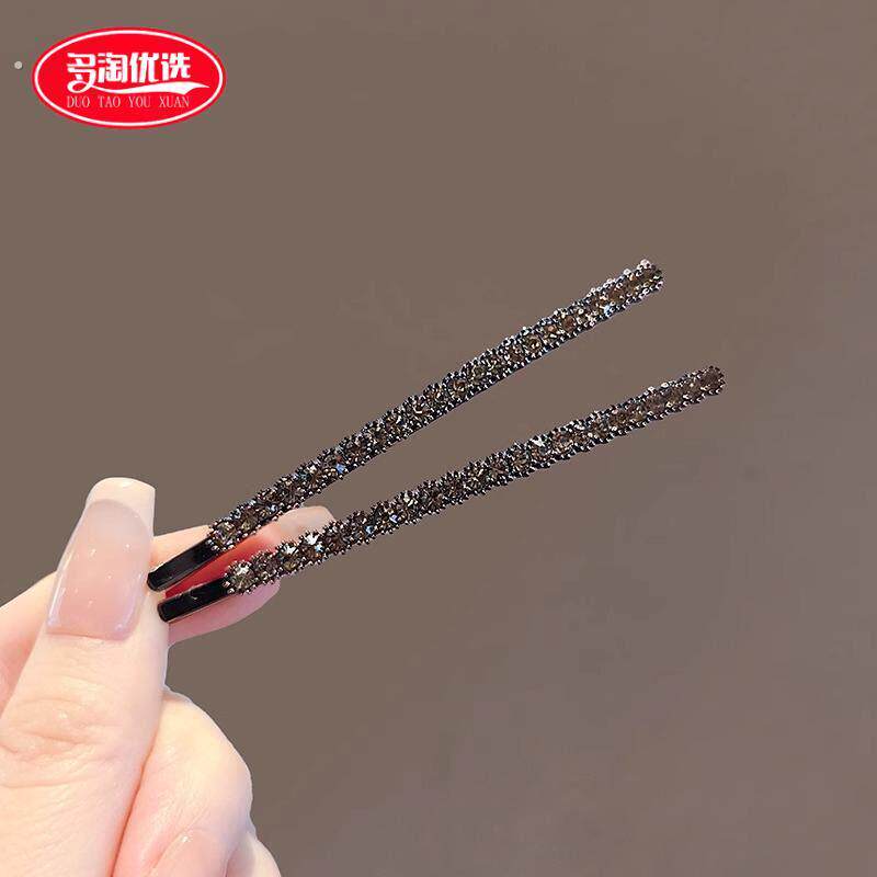 韩系新款气质水钻侧边一字对夹百搭浏海夹前额碎发边夹发夹卡夹子