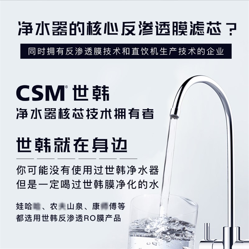世韩净水器家用直饮双出水整套5级过滤器纯净水饮水机PP棉超滤膜