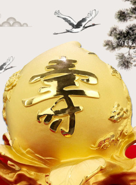 金寿桃银质贺寿摆件 送长辈70岁实用生日礼品 福寿双全桌面摆设