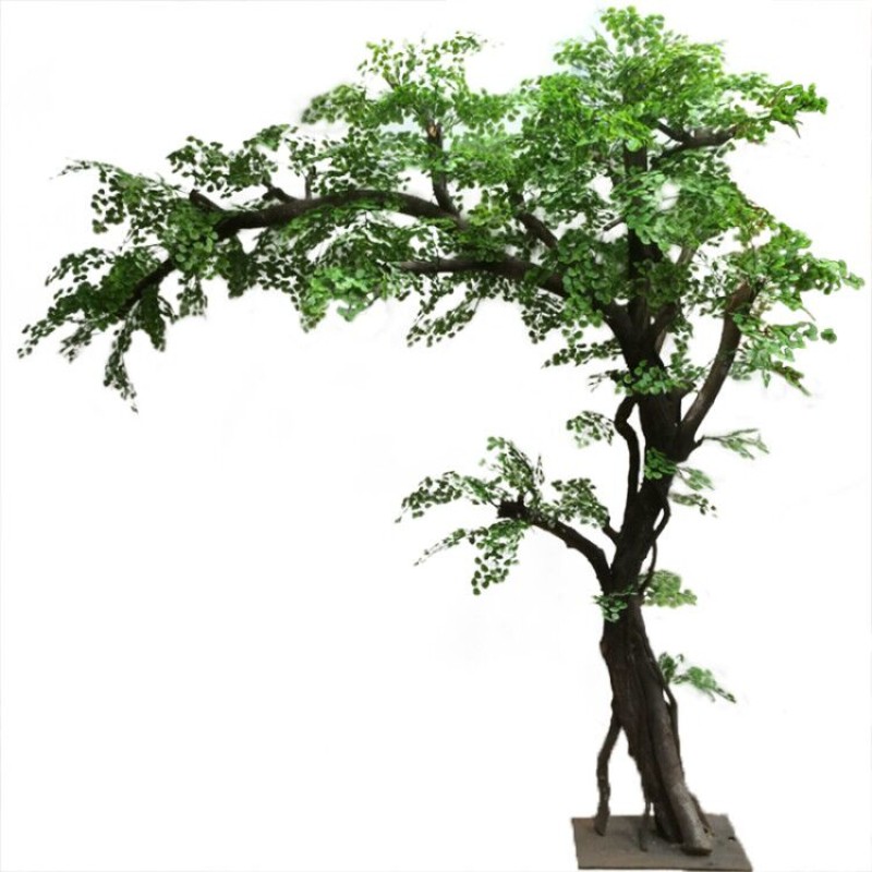 发财树新款落地花艺大型植物橱窗装饰酒店网红背景实木树干摇钱树
