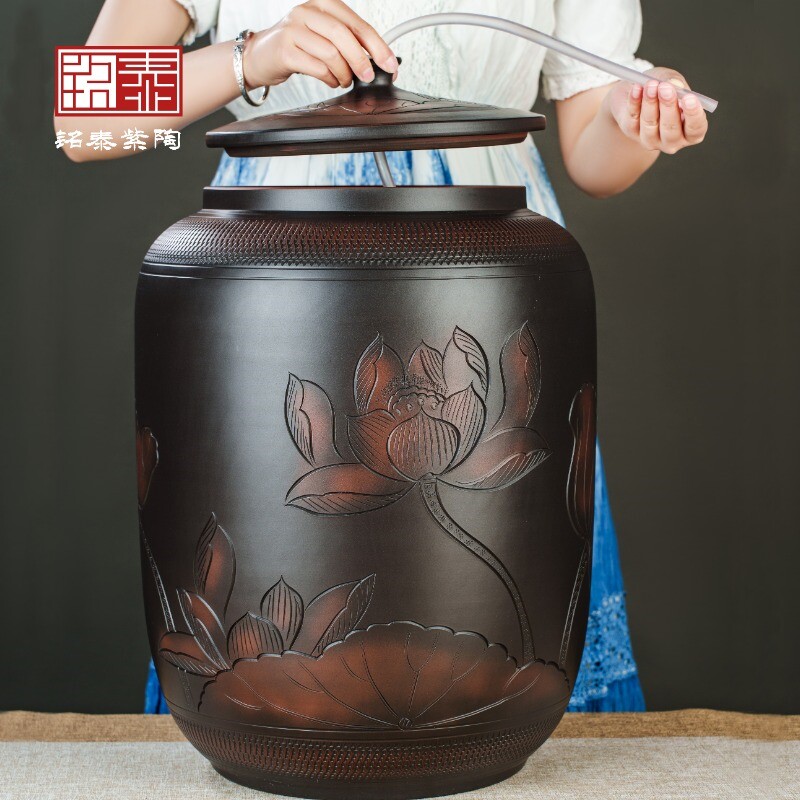 储水桶陶瓷水缸储水用家用老式带盖抽水茶台泡茶储水罐装纯净水大