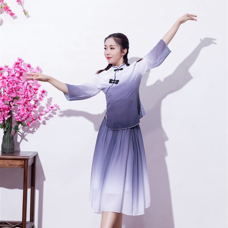 追忆1911荷花奖五四青年装女民国学生装雏菊舞蹈演出服艺考舞台妆