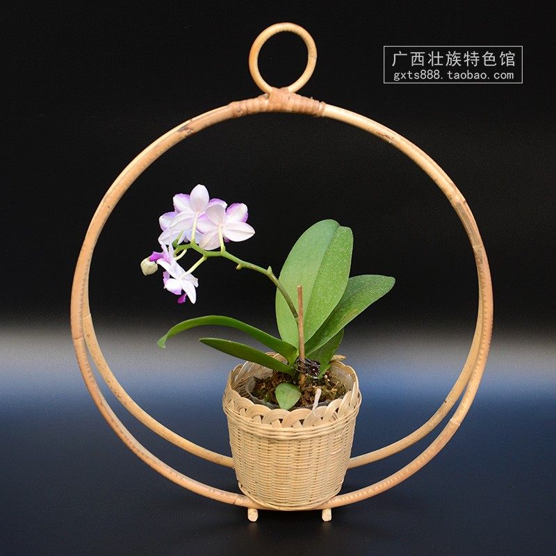 广西手工编织花篮竹编 挂篮花盆花器插花收纳篮 家居饰品装饰摆件