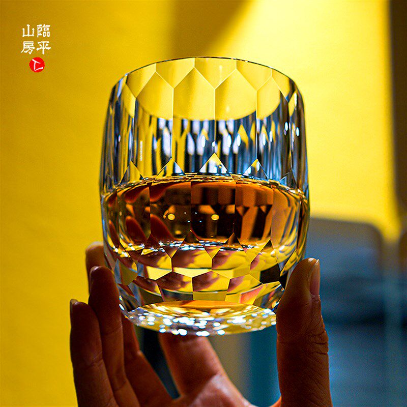 江户切子杯 K9无铅水晶杯洋酒杯手工杯高级感礼物杯子 威士忌酒杯