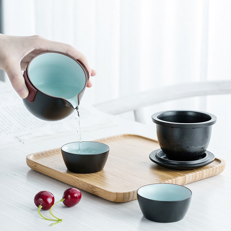 便携式包旅行功夫茶具套装快客杯一壶二两杯简约茶叶罐茶壶大容量
