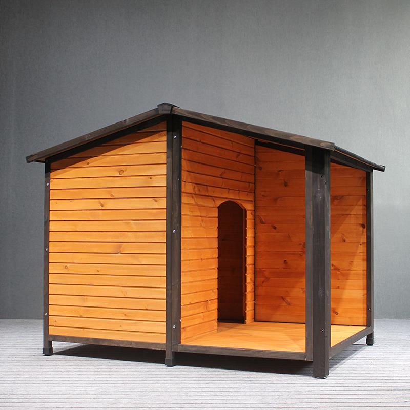 庭院实木狗屋防水设计适用大型中型犬 巧克力色屋顶户外防晒