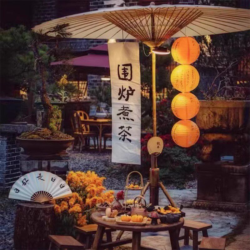 中典围炉煮茶中式大型油纸伞古风防雨遮阳大号伞户外花园庭院大伞