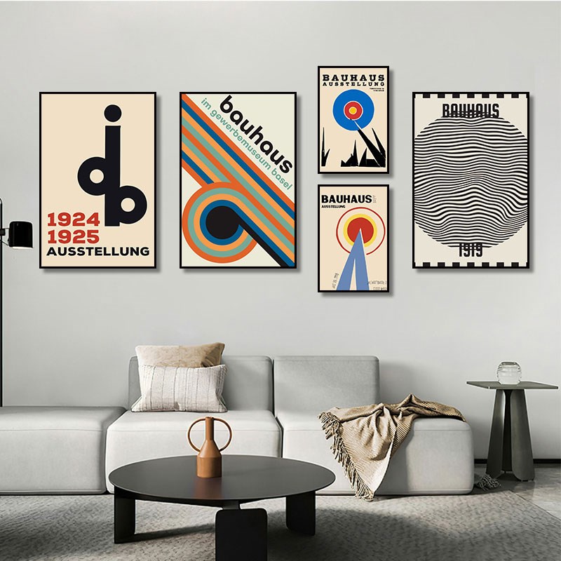 Bauhaus包豪斯绘画抽象几何色块图案装饰画波普风艺术设计师挂画