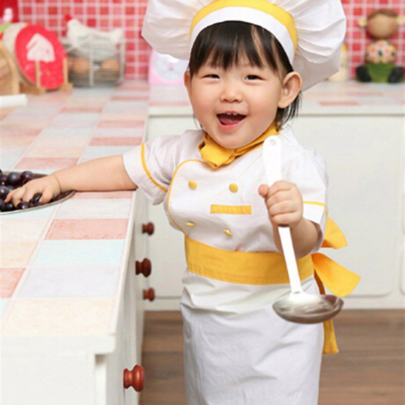 新品儿童职业装厨师服幼儿男女孩厨师表演服角色扮演影楼拍照装