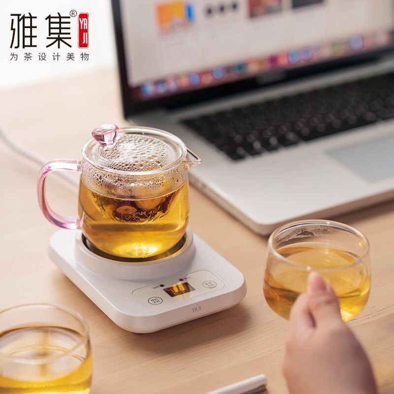雅集暖见触控多功能加热底座烧水底座恒温玻璃茶具茶杯壶保温套装