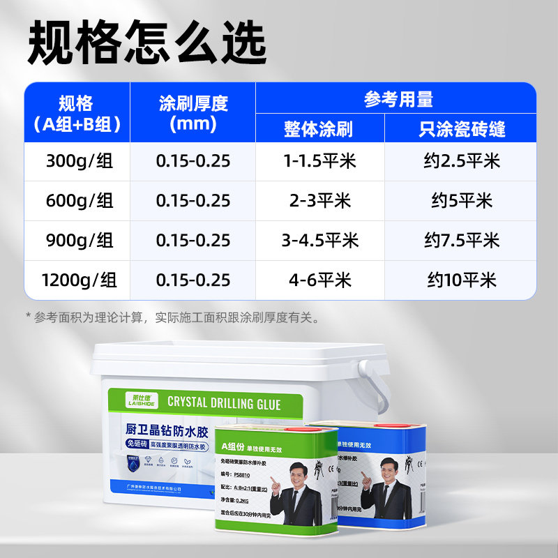 聚脲防水涂料卫生间防水渗透剂透明免砸砖补漏维修浴室瓷砖晶钻胶