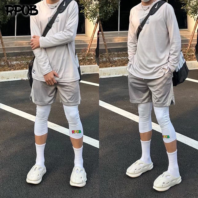 RPOB篮球紧身裤男七分高弹训练裤护膝装备压缩打底健身速干运动裤