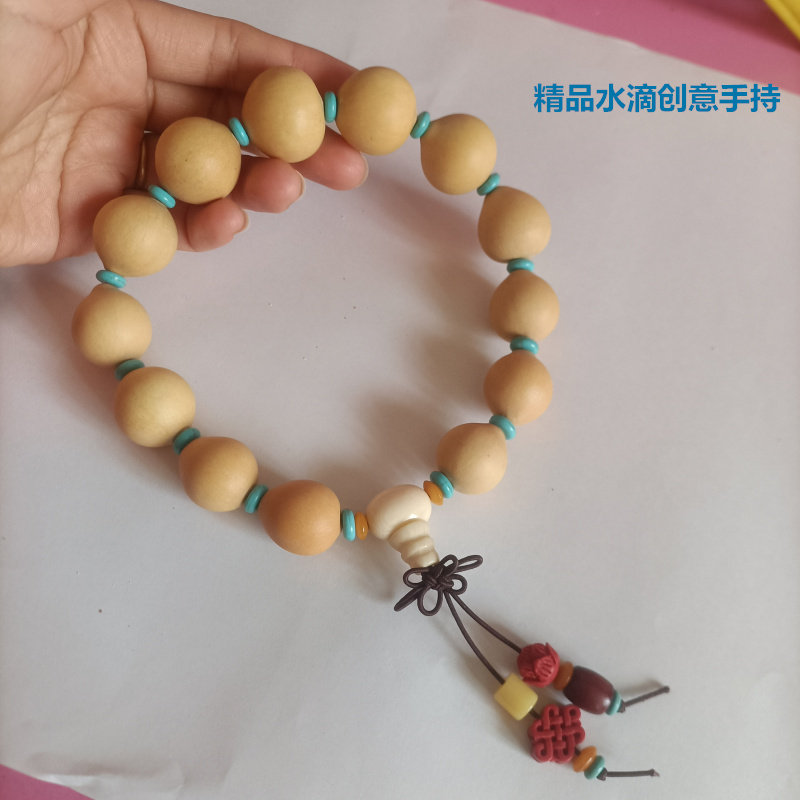 精品天然小水滴葫芦手持 迷你草里金水滴手把件文玩手串车挂挂件