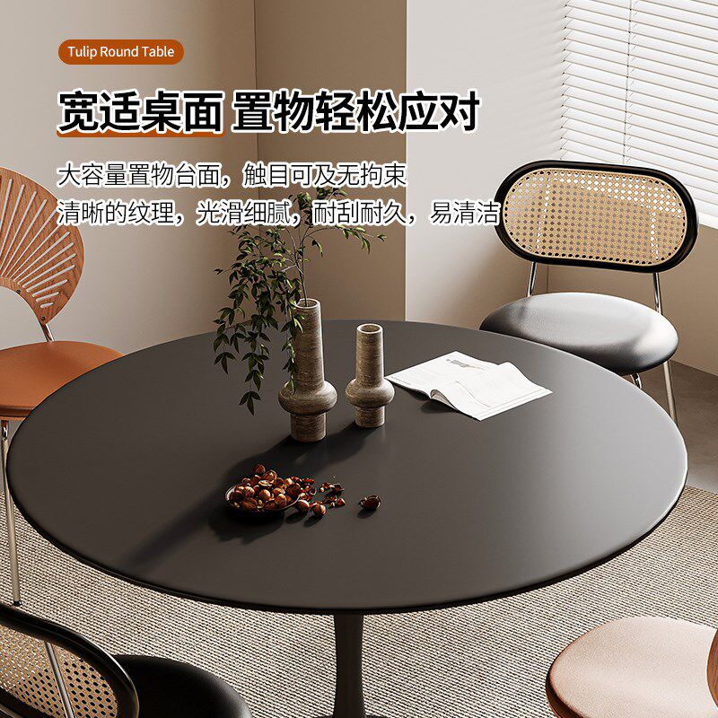 圆形餐桌家用小户型餐厅咖啡圆桌吃饭桌子奶茶店接待洽谈桌椅套装